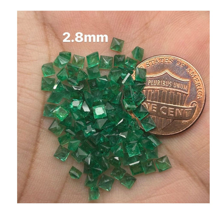 Loose Natural Emerald Square Princess Cut AA quality Available in 2.8mm - 3.8mm (1/2 Ct and 1 Ct Parcels)