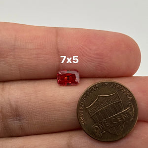 Pigeon Blood Red Coated Moissanite Gemstone 6x4mm - 7x5MM - Emerald Radiant Cut Loose Stone for Jewelry - Custom Ring and Necklace Making Supplies