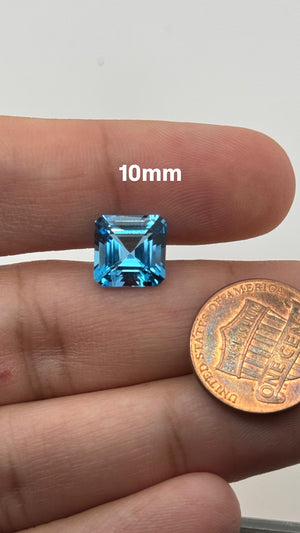 Swiss Blue Topaz Asscher Cut AAA Quality Loose Gemstone from 4MM-10MM