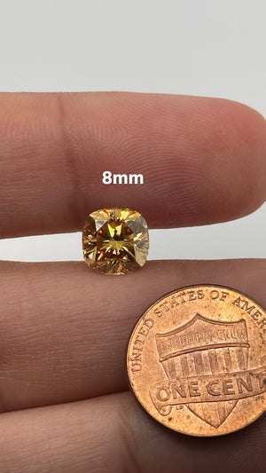 Lab Grown Cushion Champagne Moissanite