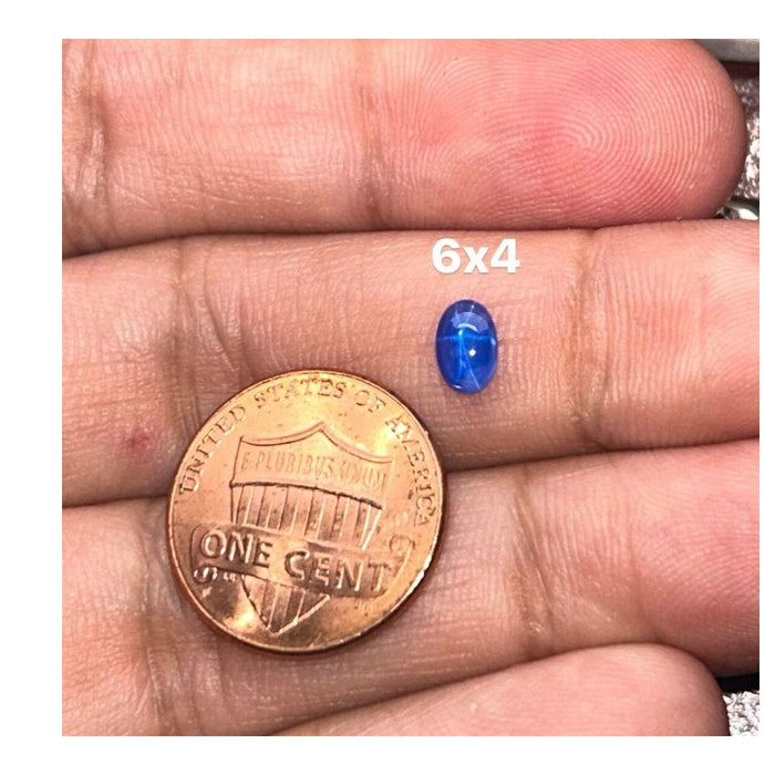 Loose Lab-Created Blue Star Sapphire Transparent Oval Cab Available in 6x4mm - 10x8mm