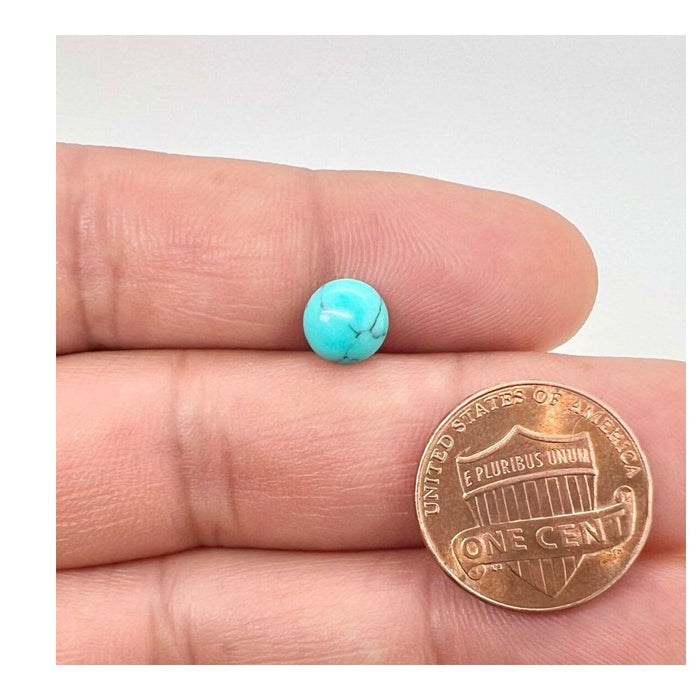 Round Synthetic Turquoise Matrix Cabs with Flat Bottom - 7.6mm Gemstones for Crafting & Design