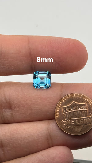 Swiss Blue Topaz Asscher Cut AAA Quality Loose Gemstone from 4MM-10MM