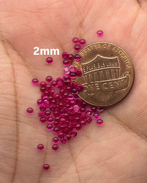 Synthetic Ruby Round Cabochons Lot - 50 to 100 Pieces - 2mm to 3mm Loose Red Gemstones for Jewelry Making