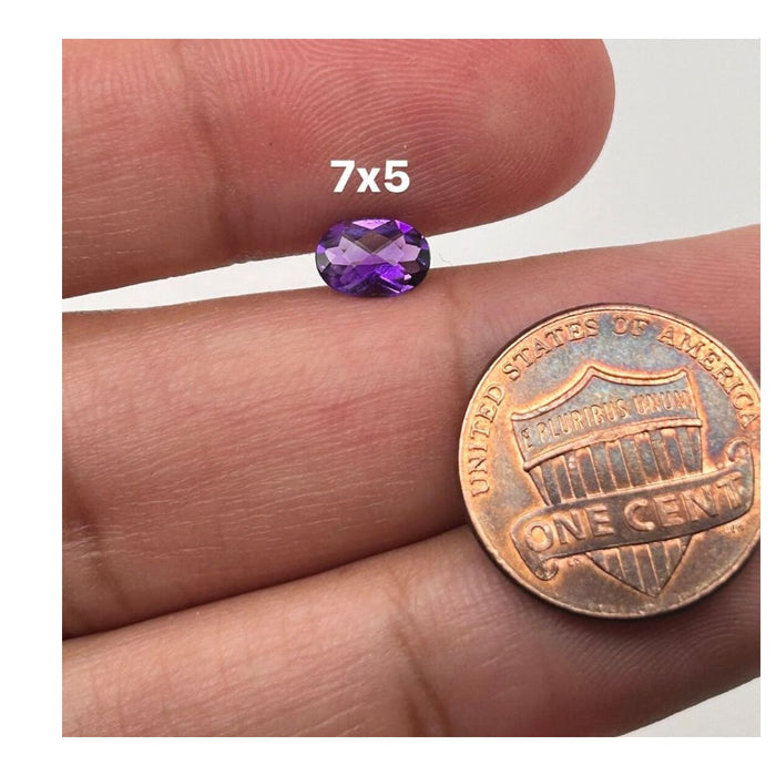 Natural Loose Amethyst Oval Checker Cut AA Quality Available in 7x5MM