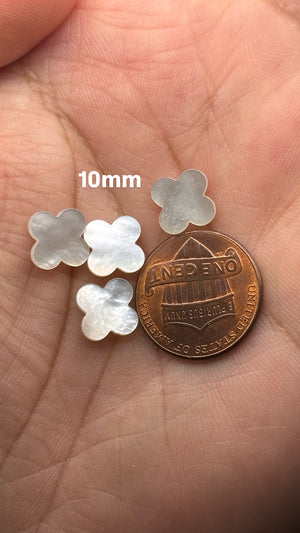 Mother of Pearl Four Leaf Clover Gemstone – 1pc for Custom Jewelry, Earrings, Pendants – Available in 10mm-14mm