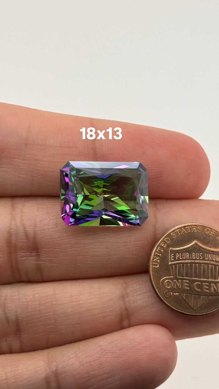 Natural Mystic Green Topaz Emerald Radiant Cut AAA Loose Gemstones Available in 5x3MM-18x13MM