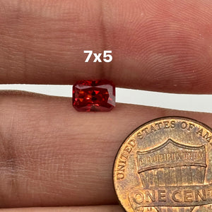 Pigeon Blood Red Coated Moissanite Gemstone 6x4mm - 7x5MM - Emerald Radiant Cut Loose Stone for Jewelry - Custom Ring and Necklace Making Supplies