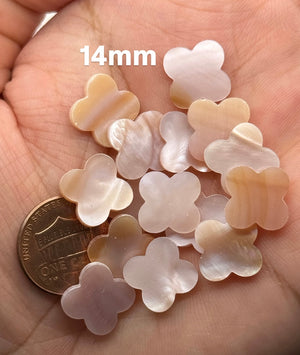 Mother of Pearl Pink Four Leaf Clover Gemstone – 1pc-10pcs for Custom Jewelry, Earrings, Pendants – Available in 14mm