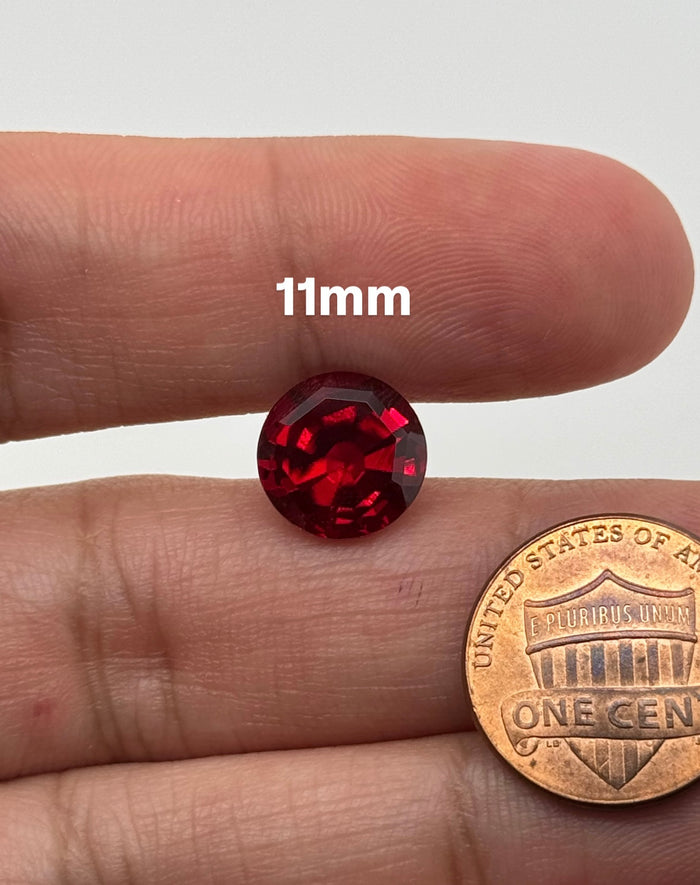 Lab-Created Ruby Gemstone - Round Cut, 6mm-11mm Synthetic Red Ruby for Unique Jewelry Precision Cut