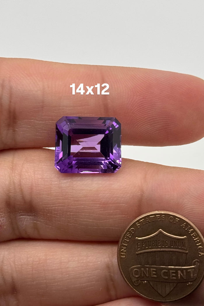 Natural Emerald Cut African Amethyst AA+ Loose Gemstone Available in 14x12MM