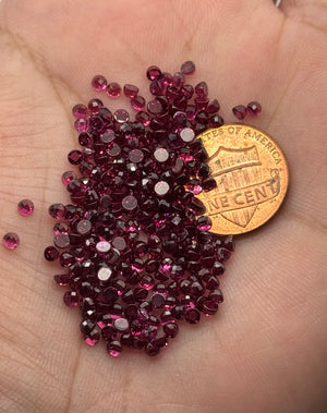 Loose Rhodolite Round Rose Cut 2.5mm Gemstones Flat Back - 10-50-100 Piece Lot - High-Quality Loose Gemstones