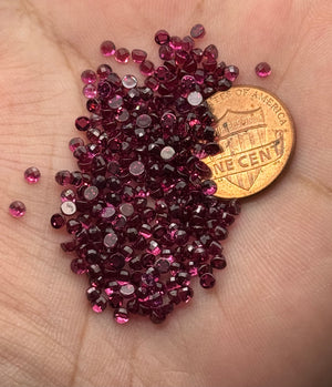 Loose Rhodolite Round Rose Cut 2.5mm Gemstones Flat Back - 10-50-100 Piece Lot - High-Quality Loose Gemstones