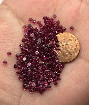 Loose Rhodolite Round Rose Cut 2.5mm Gemstones Flat Back - 10-50-100 Piece Lot - High-Quality Loose Gemstones