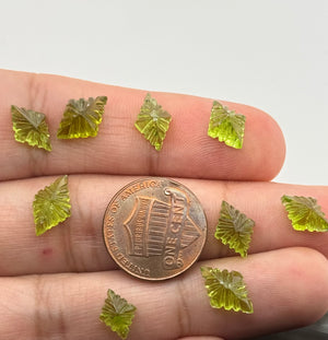 Natural Loose Peridot Marquise Flat Back Carved Gemstones | 9pc, 19.71cts | 9x6mm to 11x9mm