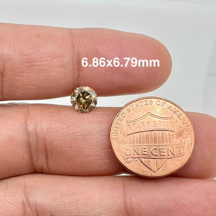 1.33 Cts Natural Fancy Brown Diamond I1 Quality Round Cut