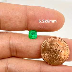 Natural Green Emerald Asscher Cut Gemstone - 6.2x6.0MM, 0.97ct Loose Stone for Jewelry Making, May Birthstone, AAA Quality Emerald