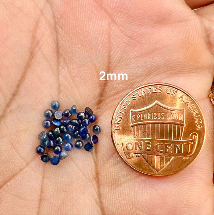 Natural Blue Sapphire Cabochon Small Round Parcels Each Size From 1MM to 2MM