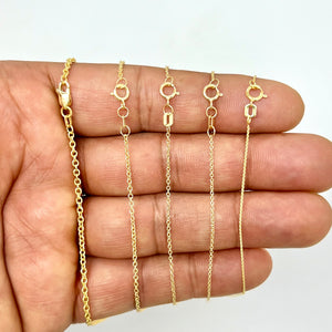 14k Yellow Gold Round Cable Chain Necklace - Thin to Thick Options (0.7mm - 2.1mm) - Classic Gold Chain for Pendants & Everyday Wear