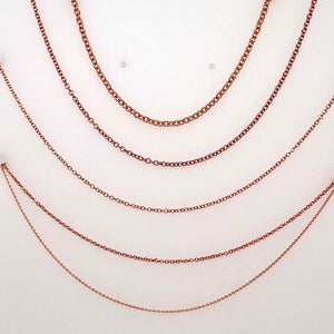 14k Rose Gold Round Cable Chain Necklace - Thin to Thick Options (0.7mm - 2.1mm) - Classic Gold Chain for Pendants & Everyday Wear