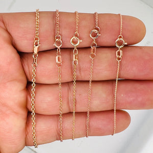 14k Rose Gold Round Cable Chain Necklace - Thin to Thick Options (0.7mm - 2.1mm) - Classic Gold Chain for Pendants & Everyday Wear