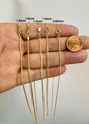 14k Yellow Gold Wheat Chain 18 Inches, Round Wheat Necklace, 0.85mm - 1.80mm Thickness, Solid Gold Chain for Pendants, Delicate Gold Chain