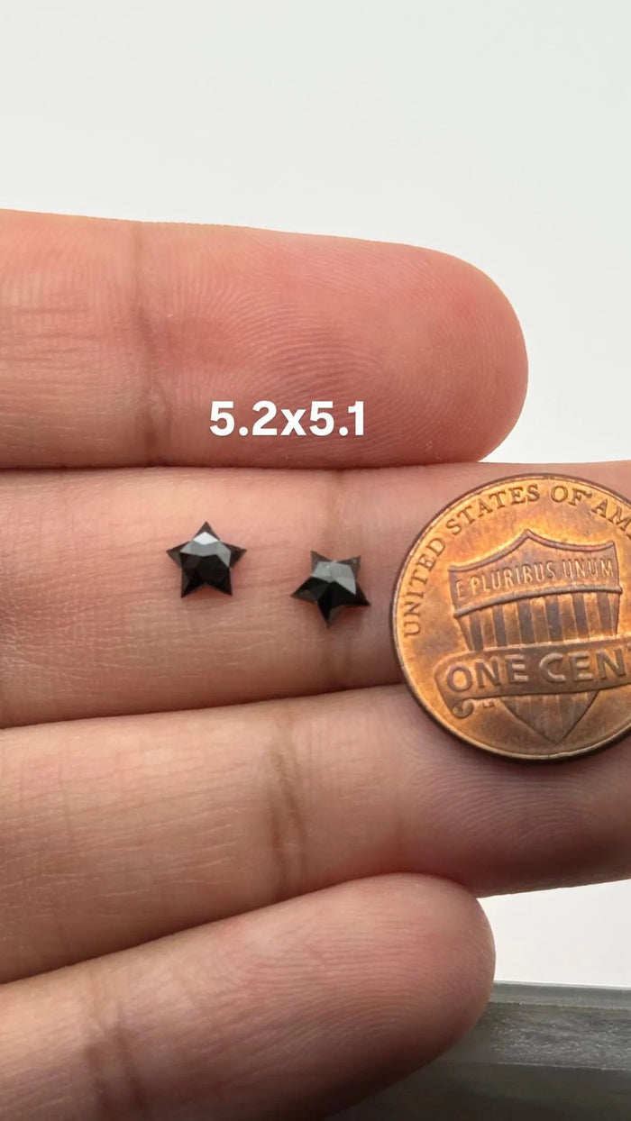 Loose Black Diamond Pair – 5 Star Quality, Flat Back – Perfect for Earrings, Custom Jewelry, Gemstones 4.8x4.7mm - 8.8mm