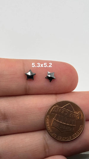 Loose Black Diamond Pair – 5 Star Quality, Flat Back – Perfect for Earrings, Custom Jewelry, Gemstones 4.8x4.7mm - 8.8mm