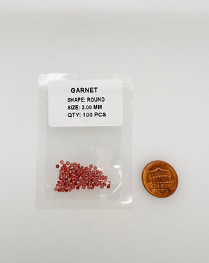 Loose Garnet-Orangy Small Round Diamond Cut AA Quality Parcels 100 pcs Size From 1MM - 3MM