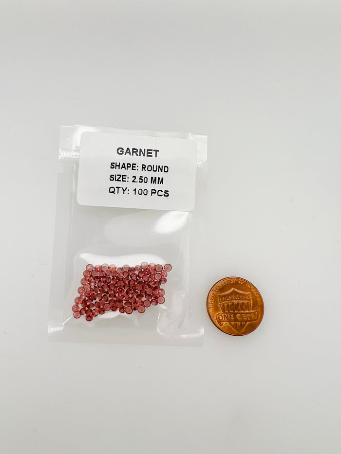 Loose Garnet-Orangy Small Round Diamond Cut AA Quality Parcels 100 pcs Size From 1MM - 3MM