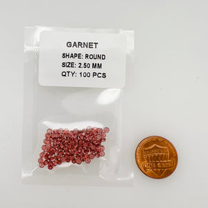 Loose Garnet-Orangy Small Round Diamond Cut AA Quality Parcels 100 pcs Size From 1MM - 3MM