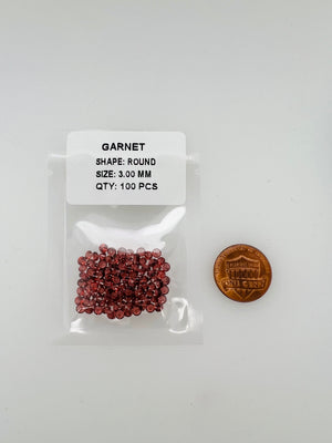 Loose Garnet-Orangy Small Round Diamond Cut AA Quality Parcels 100 pcs Size From 1MM - 3MM