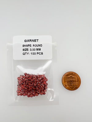 Loose Garnet-Orangy Small Round Diamond Cut AA Quality Parcels 100 pcs Size From 1MM - 3MM