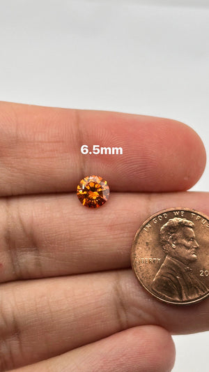 Sweet Orange Moissanite 5mm Round - Sparkling Gem for Unique Designs