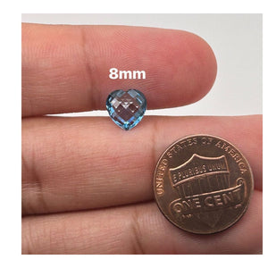 Loose Swiss Blue Topaz Heart Shape Double Checker Cut AAA Loose Gemstone - 8MM