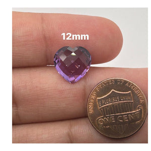 Natural Loose Amethyst Heart Double Side Checker Cut AA Quality Available in 12MM