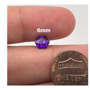 Natural Loose Amethyst Hexagon Checker Cut AA Quality Available in 6MM