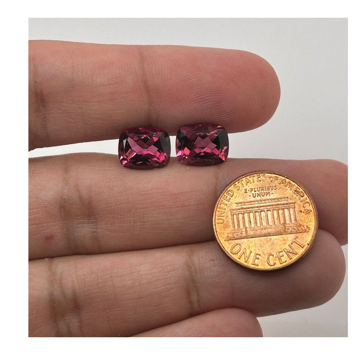 Natural Loose Pink Tourmaline 6.18 Cts Cushion Elongated Pair 10x8mm AAA Quality Precision Cut Gemstone