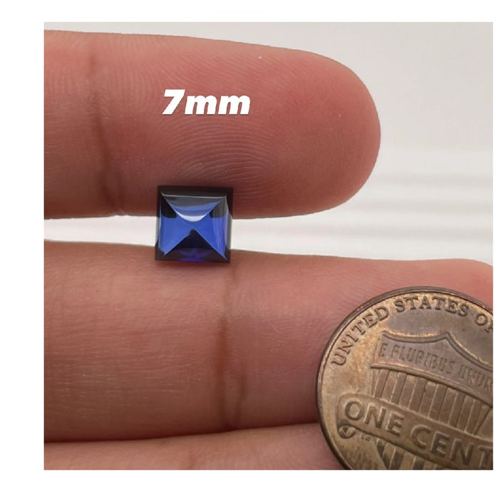 Synthetic Square Cabochon Sugarloaf Swiss Made Rough Blue Sapphire Available in 6x6MM-9x9MM