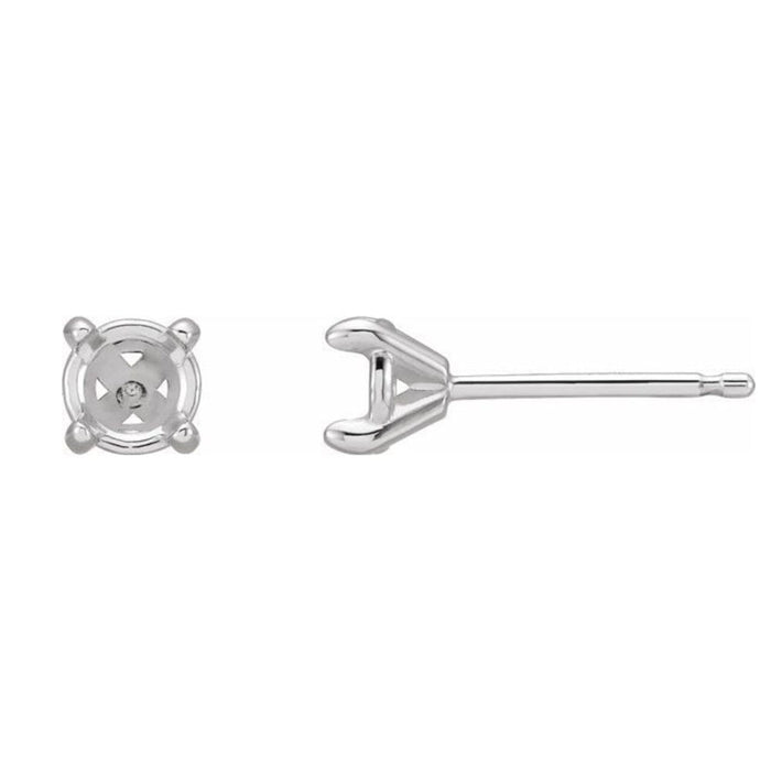 14K Gold Round 4-Prong Claw Cocktail-Style Earring Mounting Available in 3mm - 6.5mm