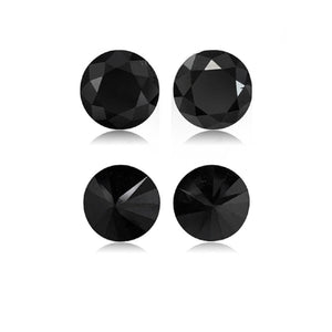 3.30 Cts Pair Treated Fancy Black Diamond AAA Quality Round Cut