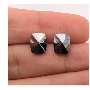 7.77 Cts Pair Treated Fancy Black Diamond AAA Quality Cushion Cut