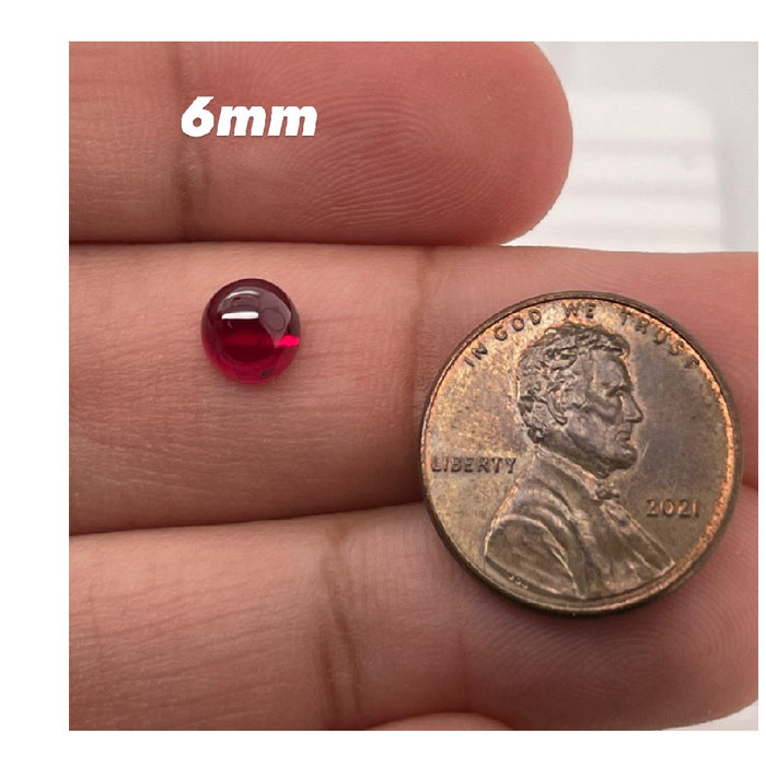 Synthetic Ruby Round Cabochon Cut