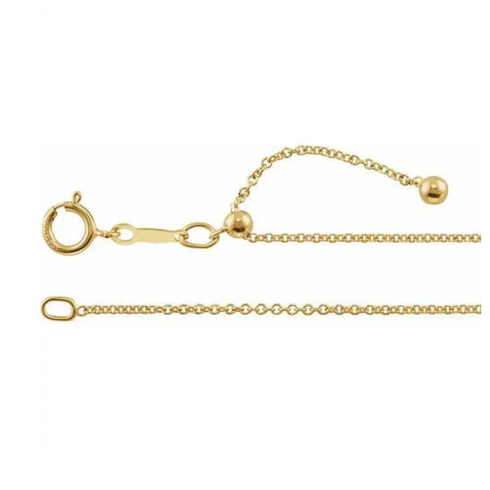 14K Yellow Gold Filled 1.1 mm Adjustable Cable 22 Inches Chain