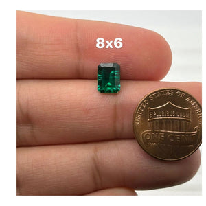 Lab Created Emerald Emerald Concave Cut 8x6mm