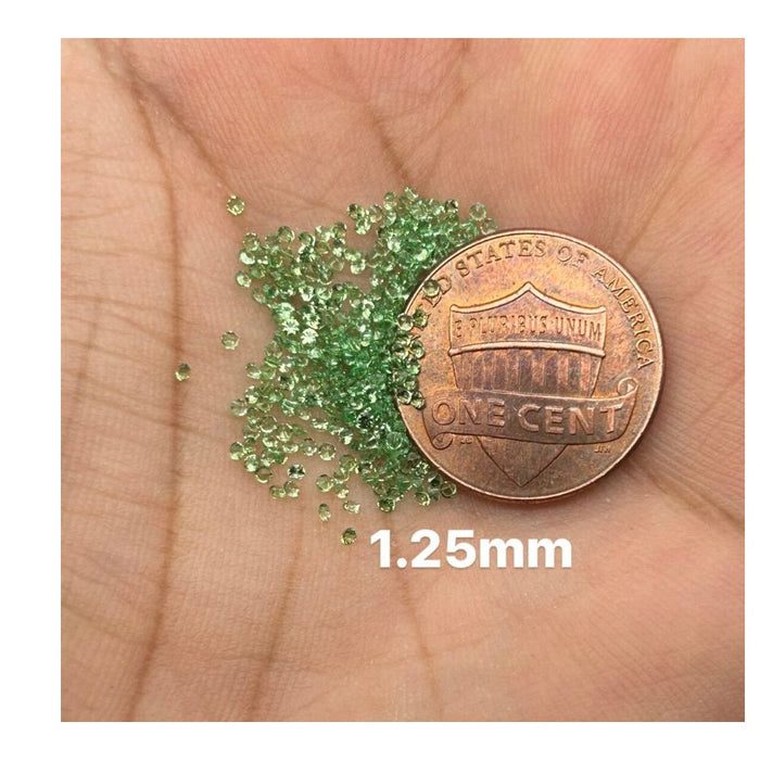 Loose Small Round Diamond Cut AAA Tsavorite Parcels Each Size 1MM-2MM